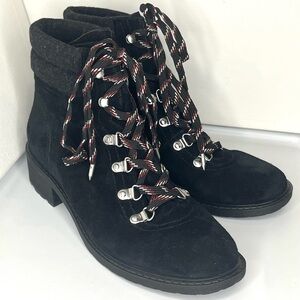 Sam Edelman Women’s 7.5 Black Suede “Darrah” Hiking Boots w/ Wool Blend Accent
